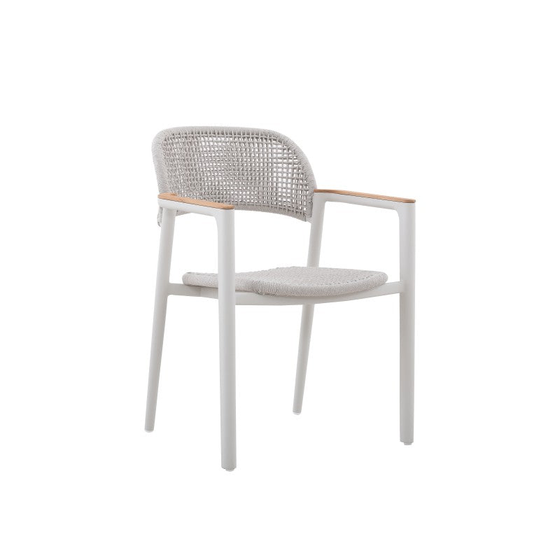 La Tour Outdoor Rope Dining Chair with Arm in Charcoal