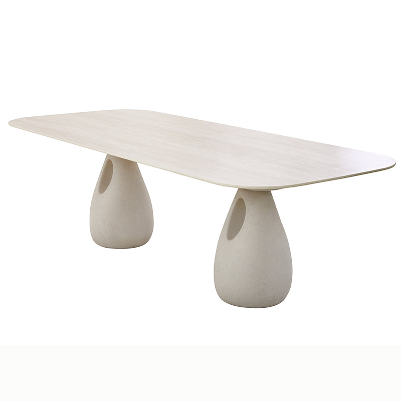 Aurora Outdoor Ceramic Dining Table 240 cm with Concrete Base in Beige