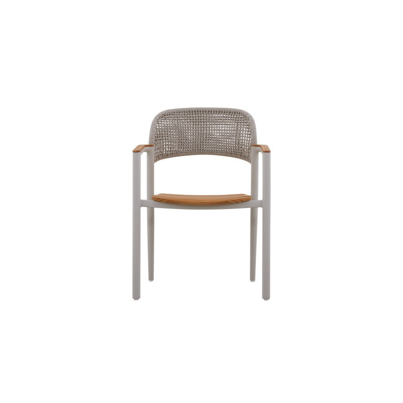 La Tour Outdoor Rope Dining Chair with Teak Arm in Beige