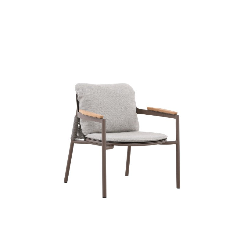 Aurora Outdoor Rope Leisure Chair with Teak Arm with Cushion
