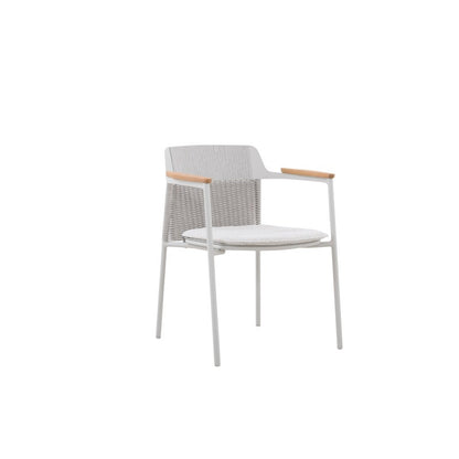 Aurora Outdoor Rope Dining Chair with Teak Arm with Cushion