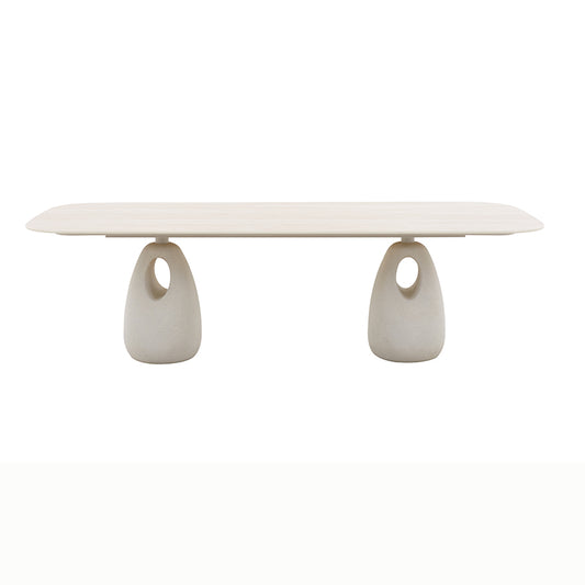 Aurora Outdoor Ceramic Dining Table 240 cm with Concrete Base in Beige