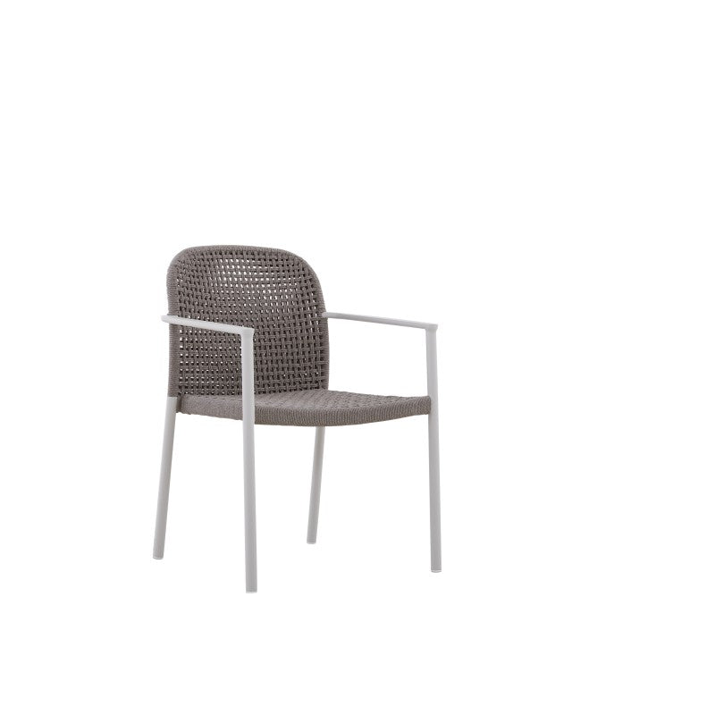Fano Outdoor Rope Dining Chair with Arm in Beige Frame and Taupe Rope