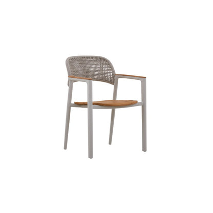 La Tour Outdoor Rope Dining Chair with Teak Arm in Beige