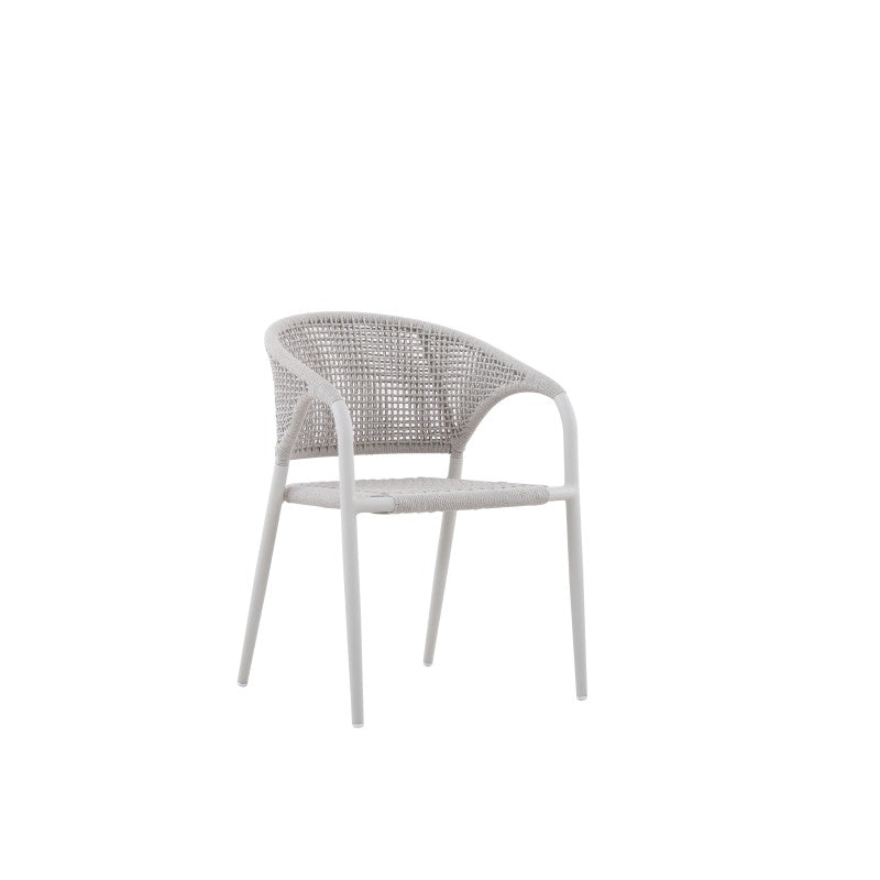 La Tour Outdoor Rope Dining Chair with Teak Arm in Beige
