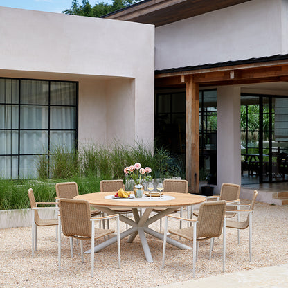 Loop Outdoor Teak Dining Table 185 cm with Ceramic Lasy Susan and 8 Chairs