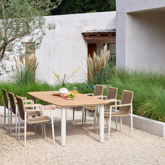 Marine Outdoor Teak Dining Table 240 cm with 6 Chairs