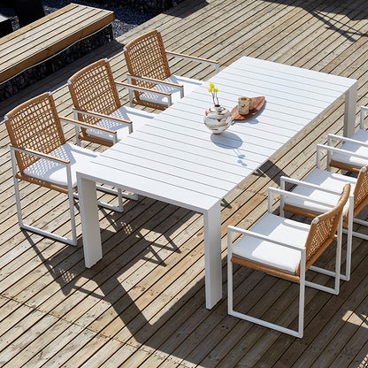 Sunrise Outdoor Rope Dining Chair with Teak Arm with Cushion in Charcoal