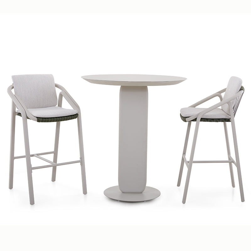 Vento Outdoor Rope Bar Chair with Cushion in Beige Frame and Green Rope
