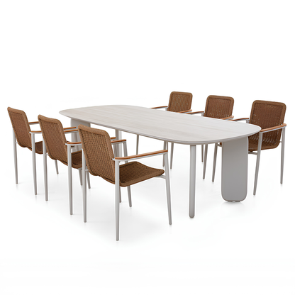 Vento Outdoor Aluminium Dining Table 250 cm with 6 Chairs