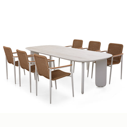 Vento Outdoor Aluminium Dining Table 250 cm with 6 Chairs
