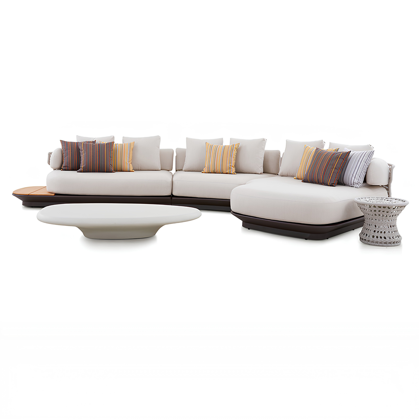 Bossa 6 Seater Outdoor Rope Lounge with Teak Side Panel