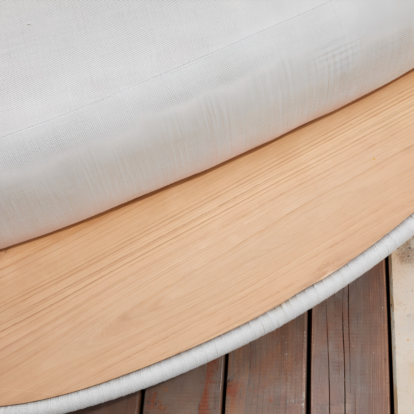 Alma Outdoor Rope Daybed in Beige with Teak Top Side Table