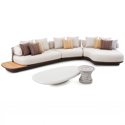 Bossa 6 Seater Outdoor Rope Lounge with Teak Side Panel