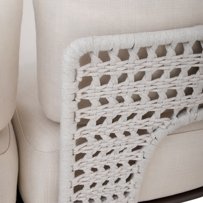 Bossa 6 Seater Outdoor Rope Lounge with Teak Side Panel