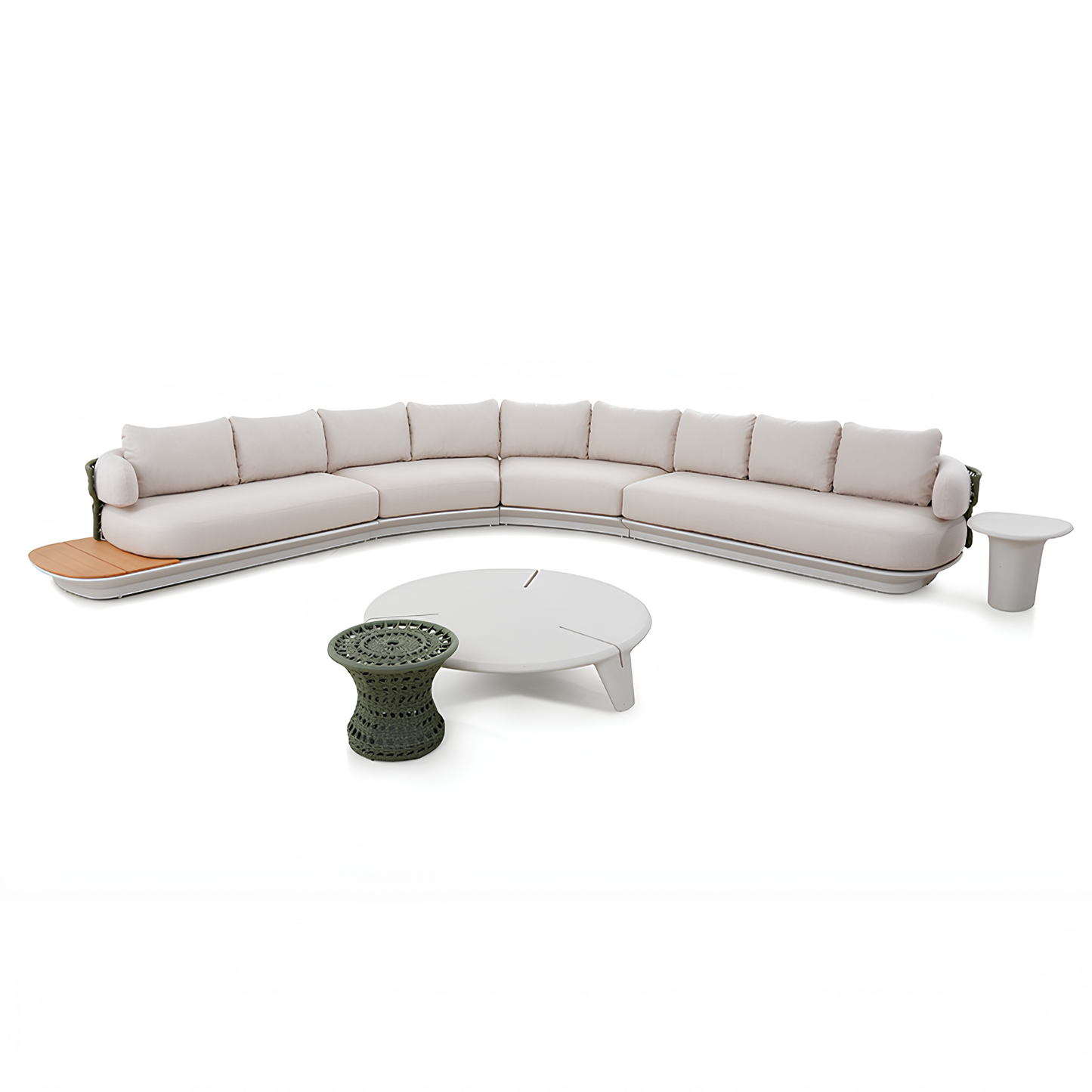 Bossa 9 Seater Outdoor Rope Lounge with Teak Side Panel