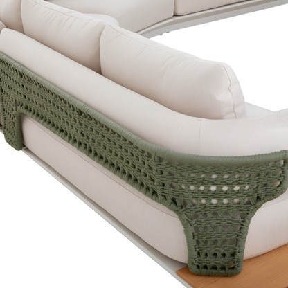 Bossa 9 Seater Outdoor Rope Lounge with Teak Side Panel
