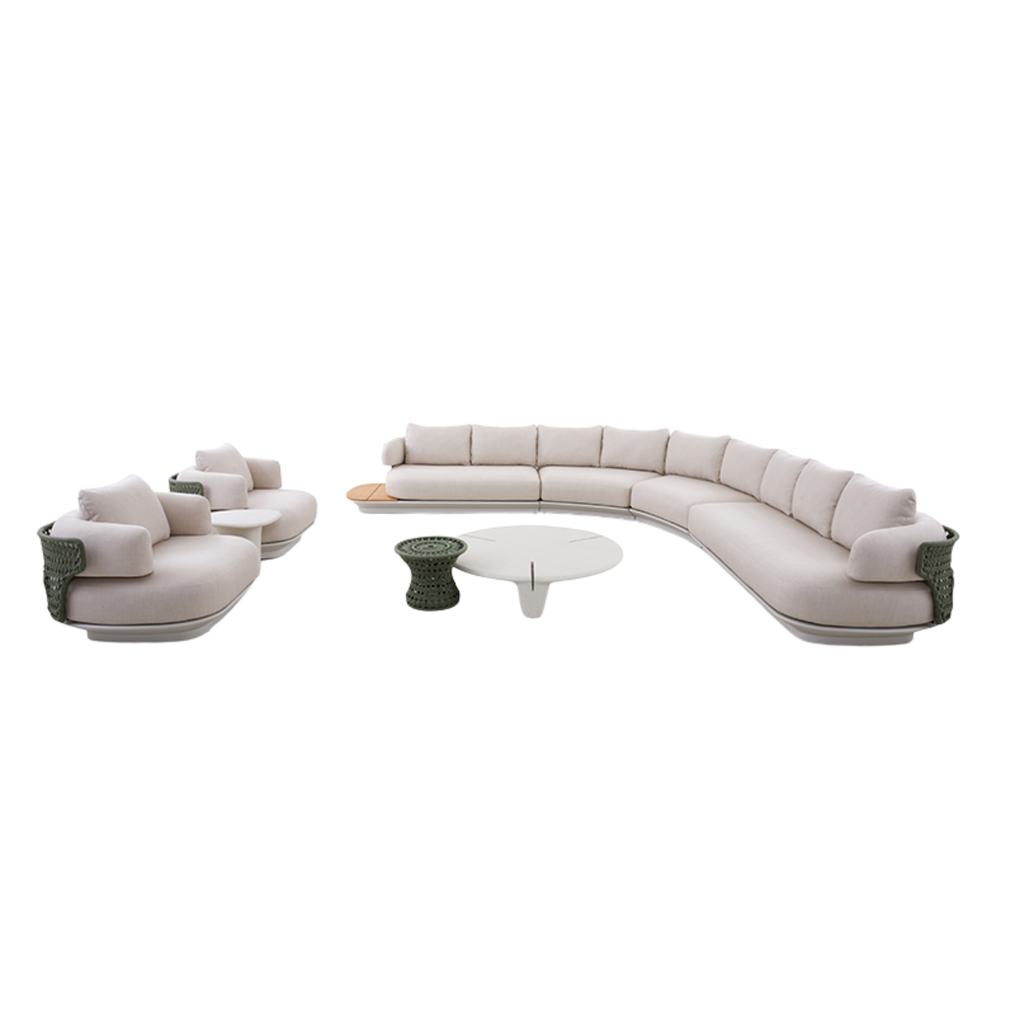Bossa 9 Seater Outdoor Rope Lounge with Teak Side Panel