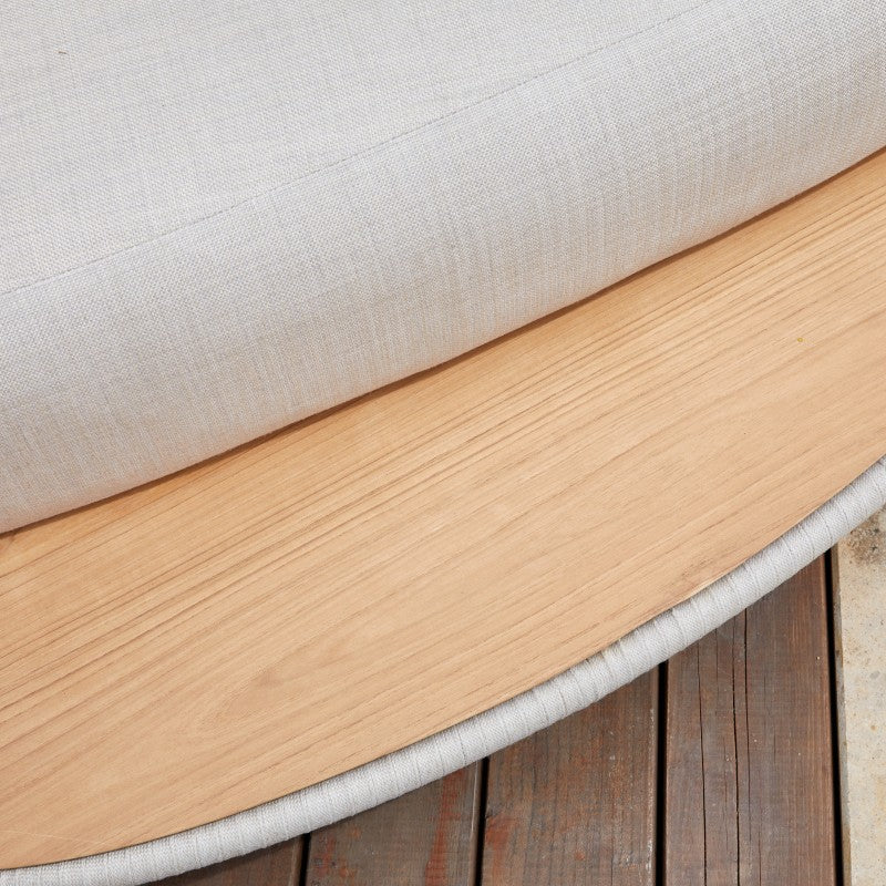 Alma Outdoor Rope Daybed in Beige with Teak Top Side Table