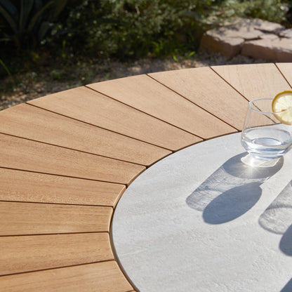 Alma Outdoor Teak Picnic Table 148 cm with Lasy Susan in Beige