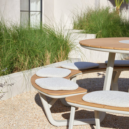 Alma Outdoor Teak Picnic Table 148 cm with Lasy Susan in Beige
