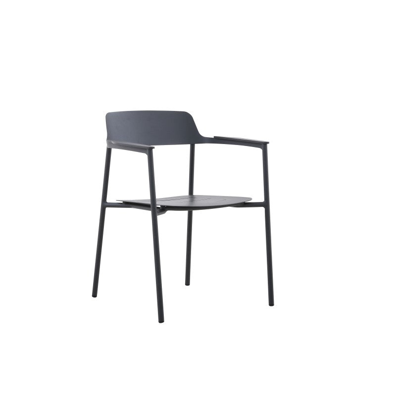 Aurora Outdoor Aluminium Dining Chair with Teak Arm with Cushion