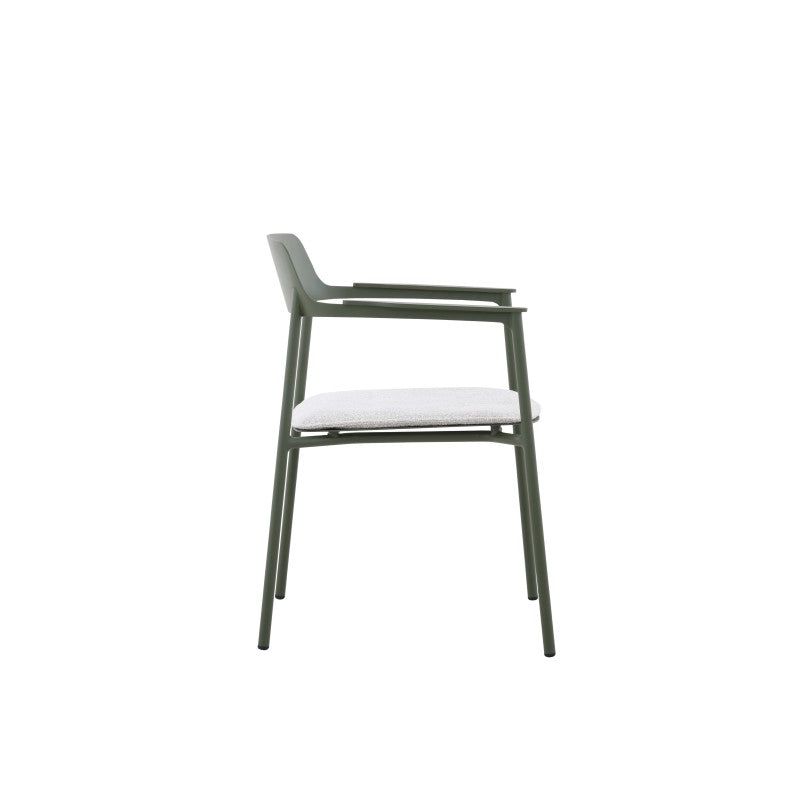 Aurora Outdoor Aluminium Dining Chair with Teak Arm with Cushion