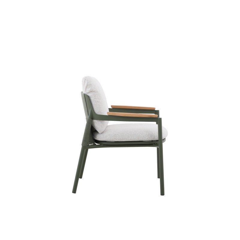 Aurora Outdoor Rope Leisure Chair with Teak Arm with Cushion
