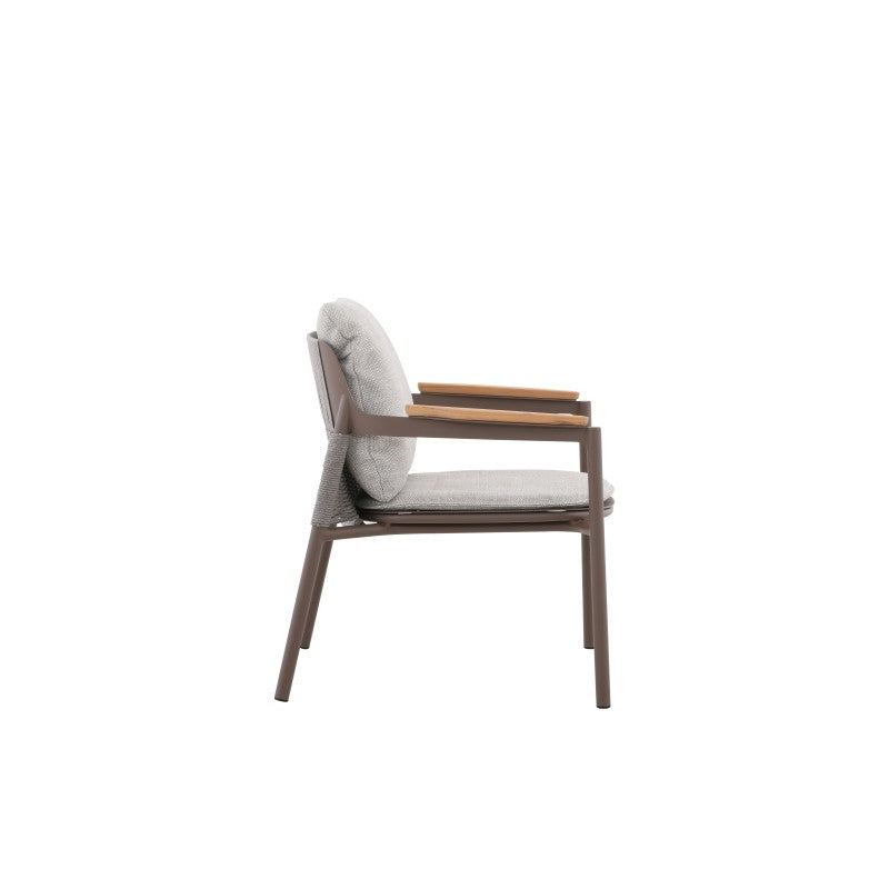 Aurora Outdoor Rope Leisure Chair with Teak Arm with Cushion