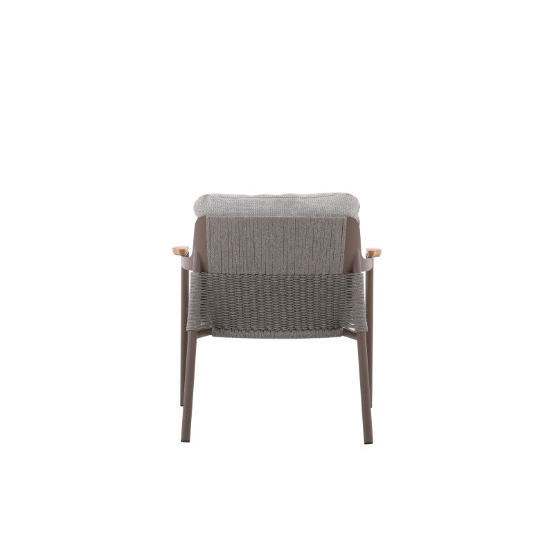 Aurora Outdoor Rope Leisure Chair with Teak Arm with Cushion