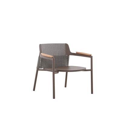 Aurora Outdoor Rope Leisure Chair with Teak Arm with Cushion