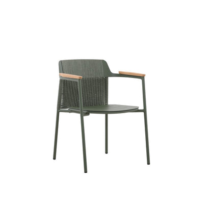 Aurora Outdoor Rope Dining Chair with Teak Arm with Cushion