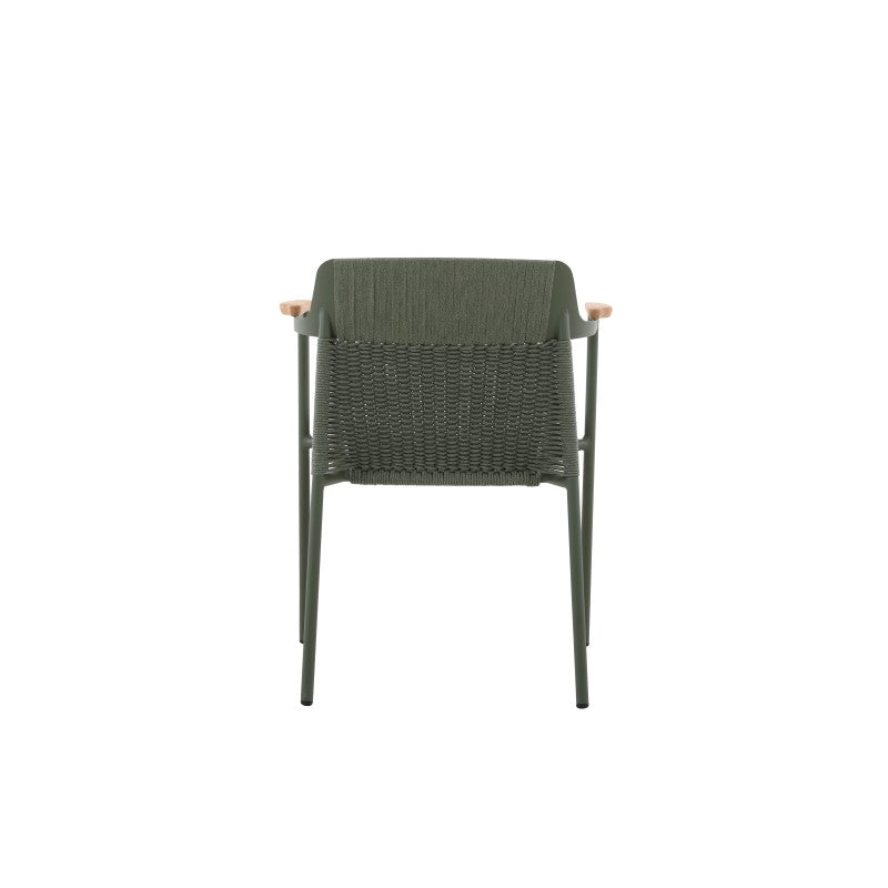 Aurora Outdoor Rope Dining Chair with Teak Arm with Cushion