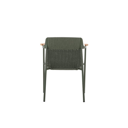 Aurora Outdoor Rope Dining Chair with Teak Arm with Cushion