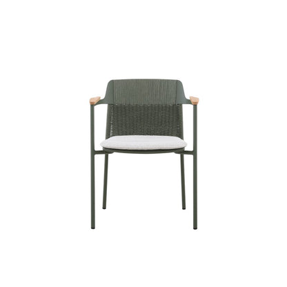 Aurora Outdoor Rope Dining Chair with Teak Arm with Cushion