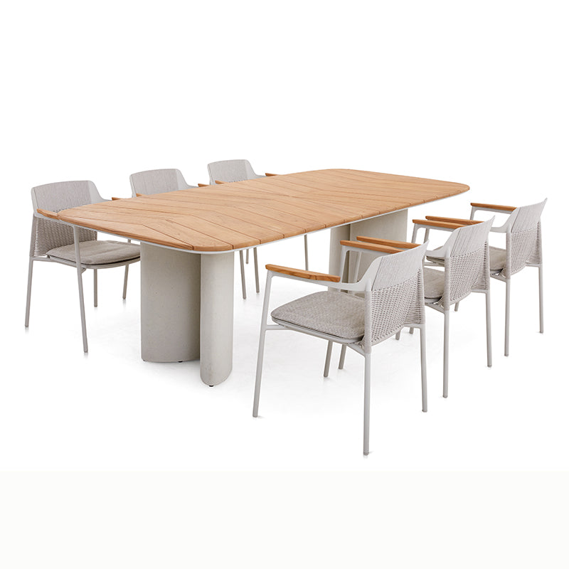 Aurora Outdoor Teak Dining Table 240 cm with Concrete Base