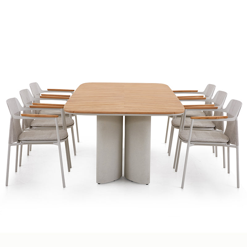 Aurora Outdoor Teak Dining Table 240 cm with Concrete Base