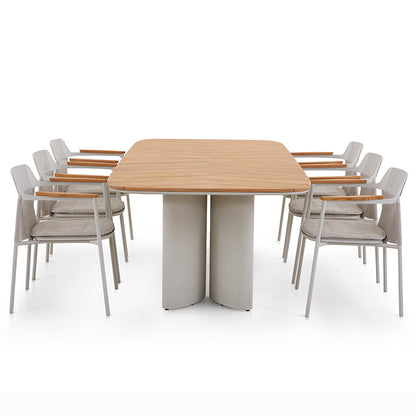 Aurora Outdoor Teak Dining Table 240 cm with Concrete Base