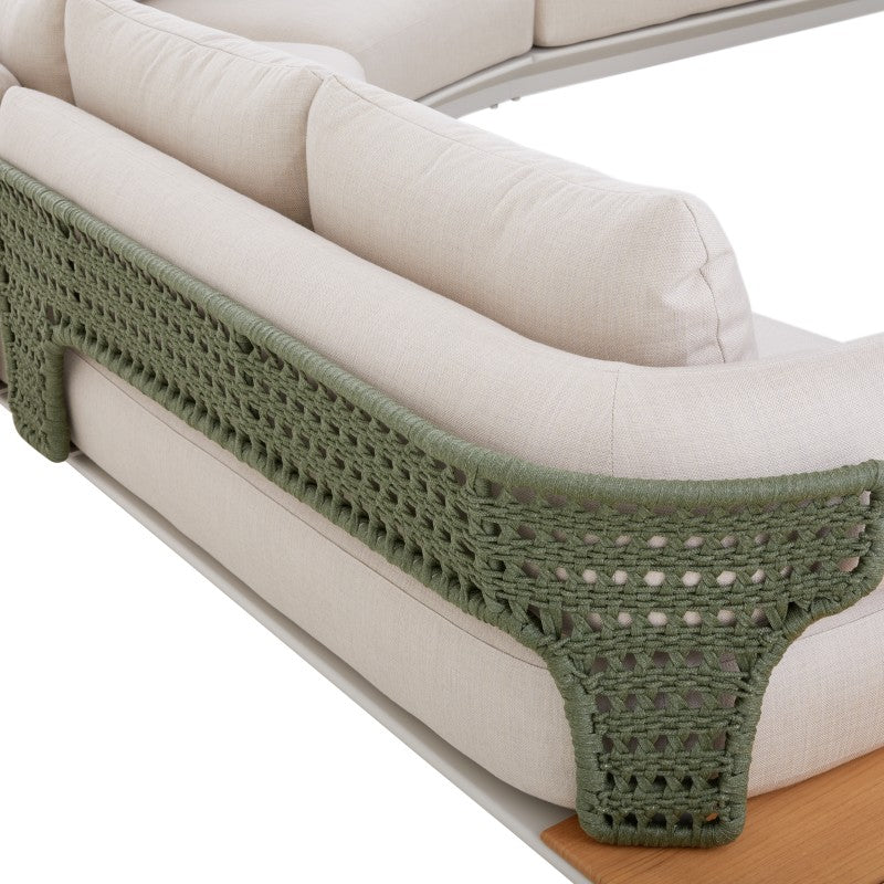 Bossa 9 Seater Outdoor Rope Lounge with Teak Side Panel