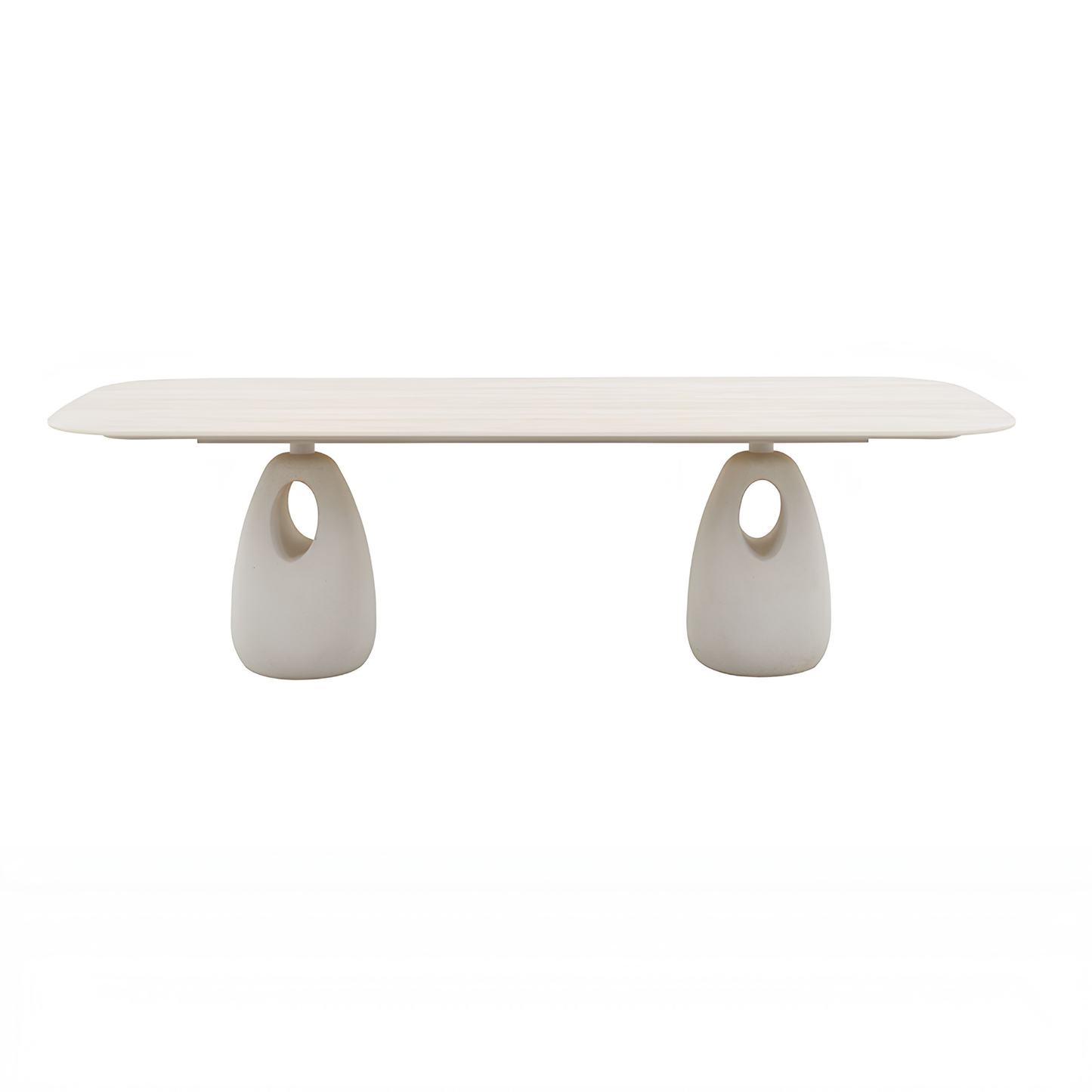 Aurora Outdoor Ceramic Dining Table 240 cm with C‌oncrete Base in Beige