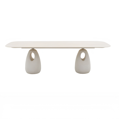 Aurora Outdoor Ceramic Dining Table 240 cm with C‌oncrete Base in Beige