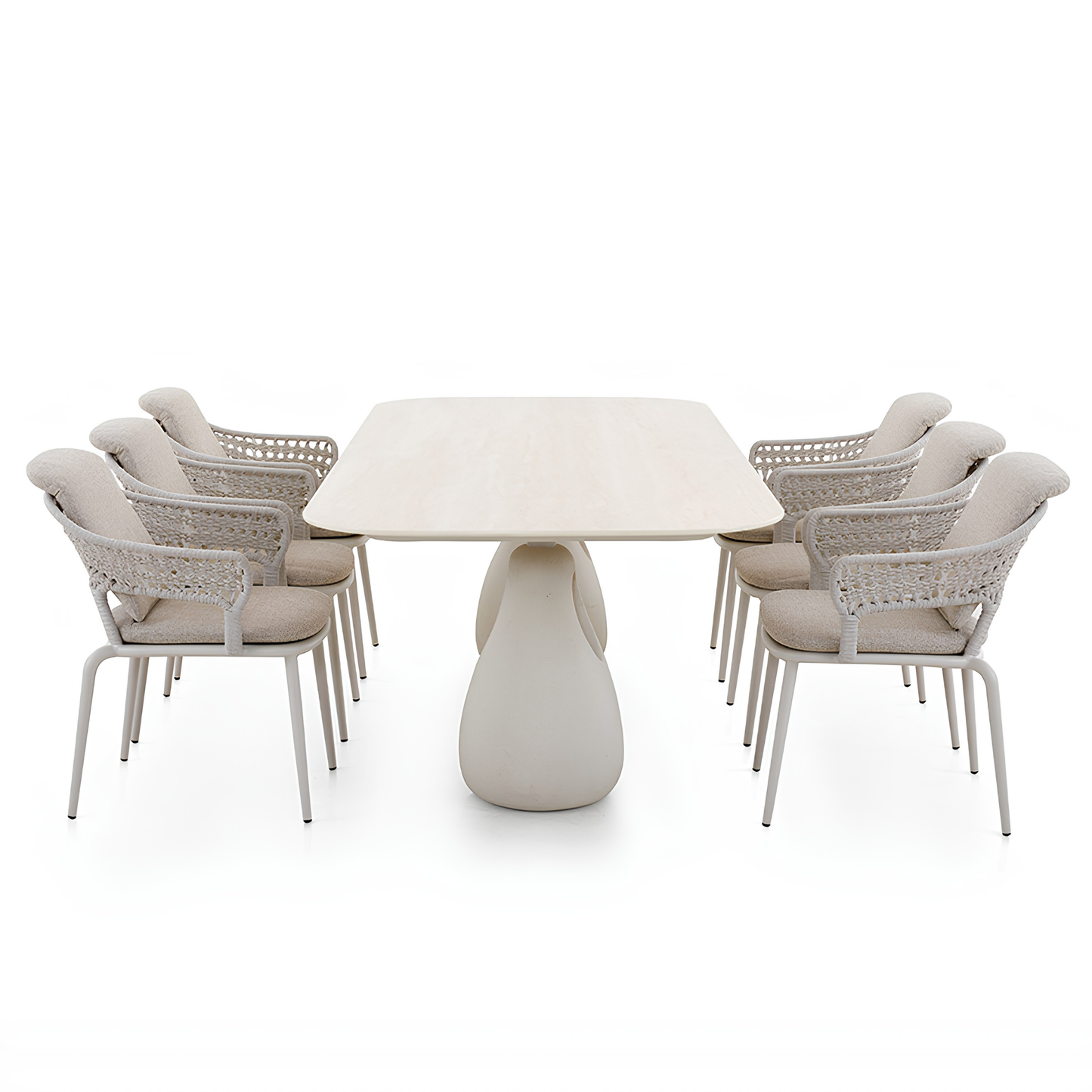 Aurora Outdoor Ceramic Dining Table 240 cm with C‌oncrete Base in Beige