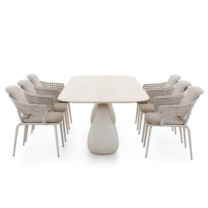 Aurora Outdoor Ceramic Dining Table 240 cm with C‌oncrete Base in Beige