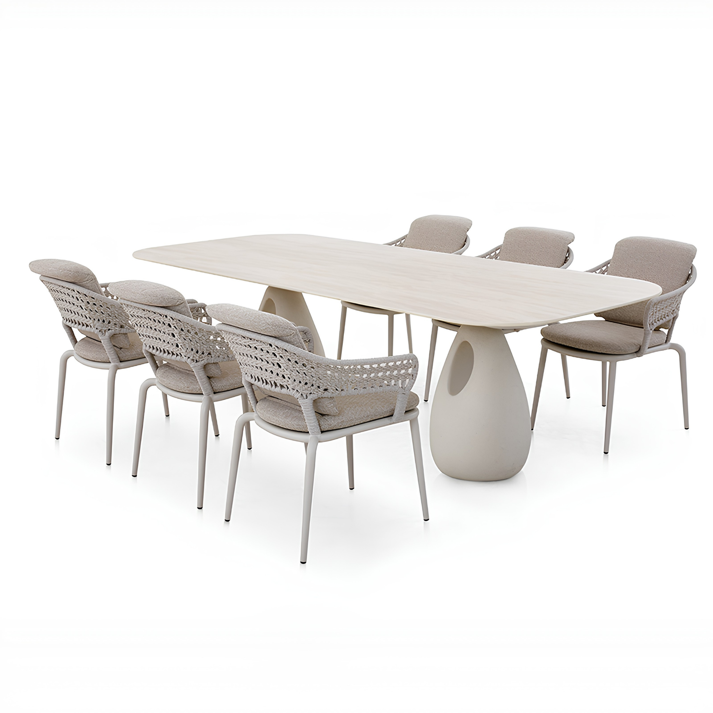 Aurora Outdoor Ceramic Dining Table 240 cm with C‌oncrete Base in Beige
