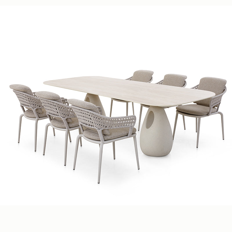 Aurora Outdoor Ceramic Dining Table 240 cm with Concrete Base in Beige