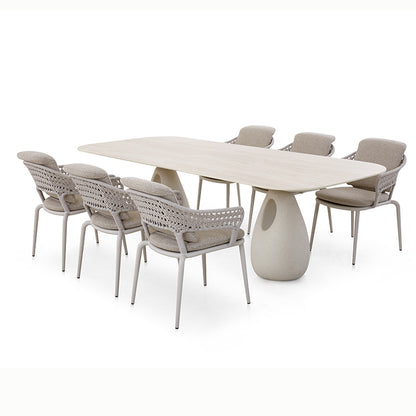 Aurora Outdoor Ceramic Dining Table 240 cm with Concrete Base in Beige