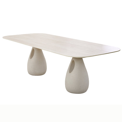 Aurora Outdoor Ceramic Dining Table 240 cm with Concrete Base in Beige