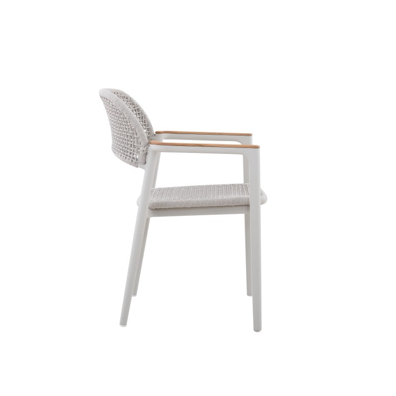 La Tour Outdoor Rope Dining Chair with Arm in Charcoal