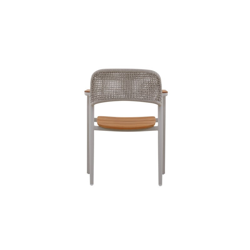 La Tour Outdoor Rope Dining Chair with Teak Arm in Beige