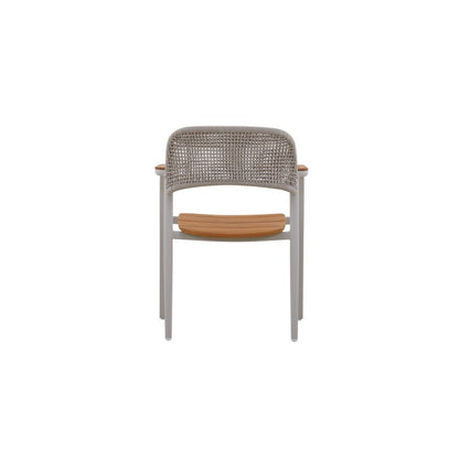 La Tour Outdoor Rope Dining Chair with Teak Arm in Beige